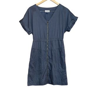 •UNIVERSAL THREAD•GRAY ZIP UTLITY DRESS WITH FRONT POCKETS AND CUFF SLEEVE XS
